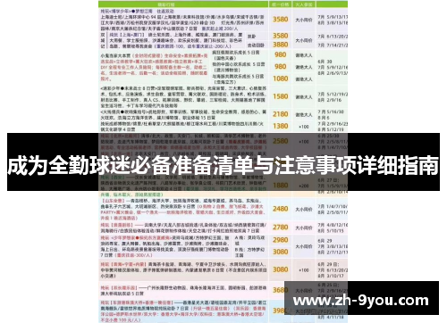 成为全勤球迷必备准备清单与注意事项详细指南